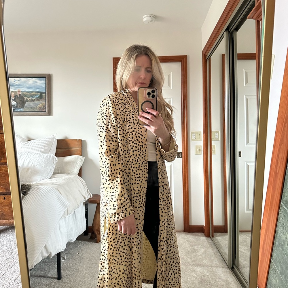 Cupcakes and cashmere leopard long cardigan